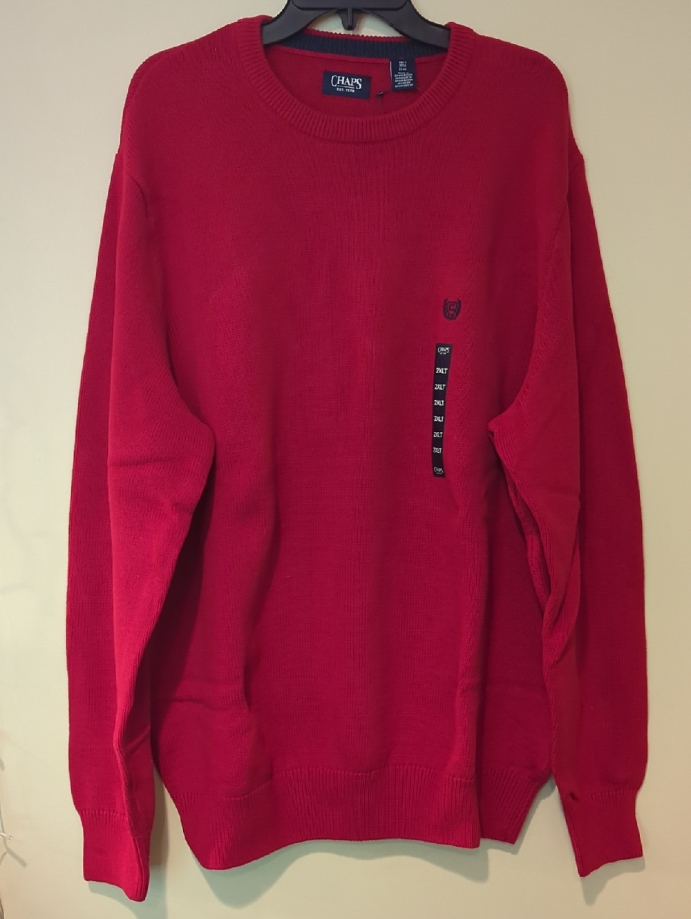 Chaps Men's Crewneck Sweater - Bright Red